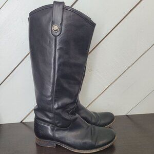 Frye Womens Black Leather Knee-High Ridding Boots Size 6B Pull on JPT